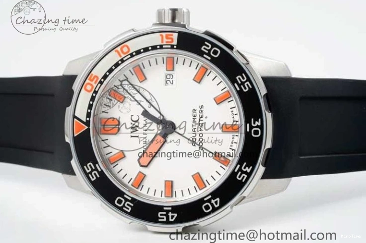 MIROTIME 0219 Aquatimer Automatic SS RSF 1:1 Best Edition White Orange Dial on Black Rubber Strap A Supportive 7069